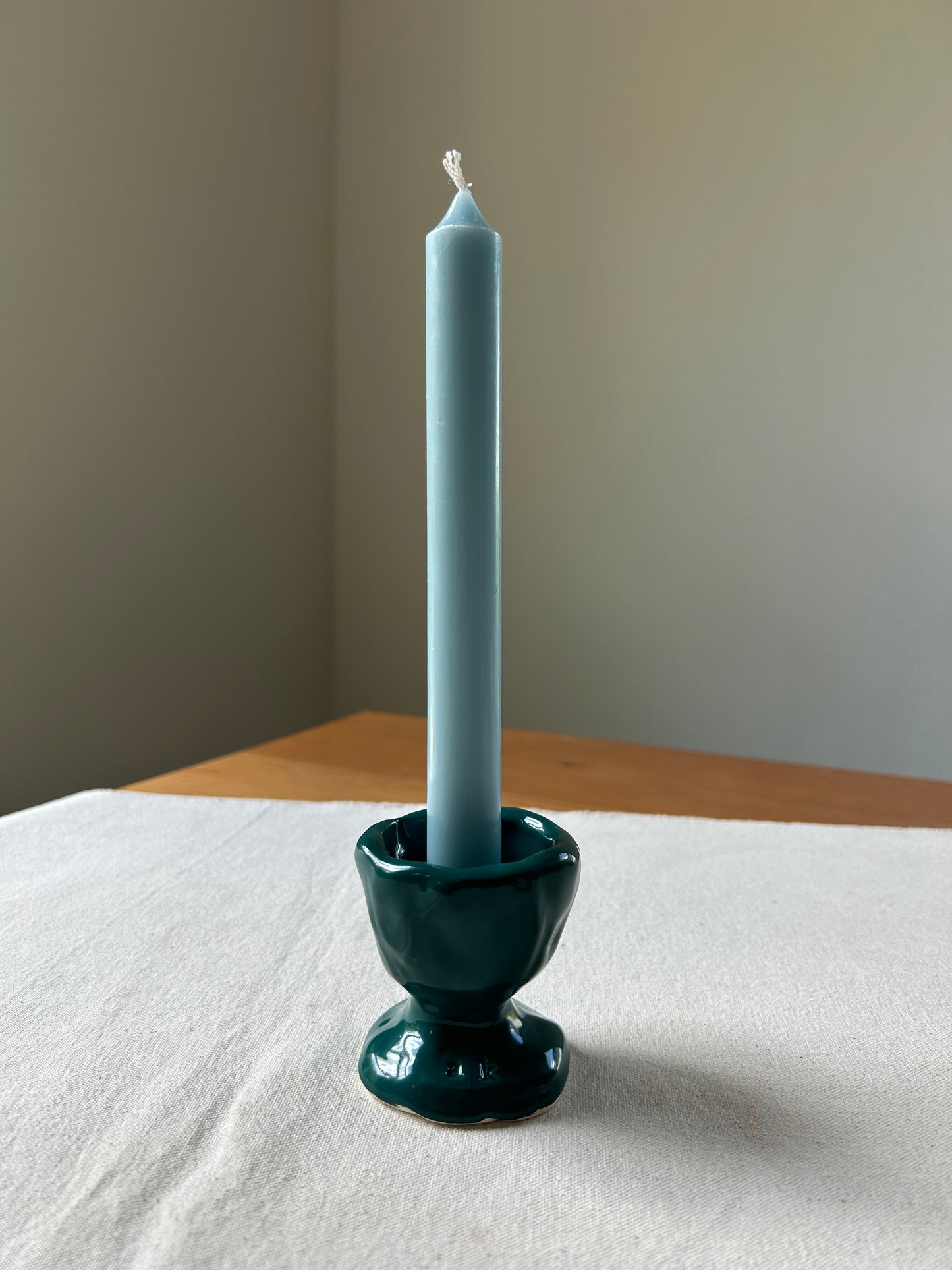 Mediterranean Teal Chunky Candlestick Holder
