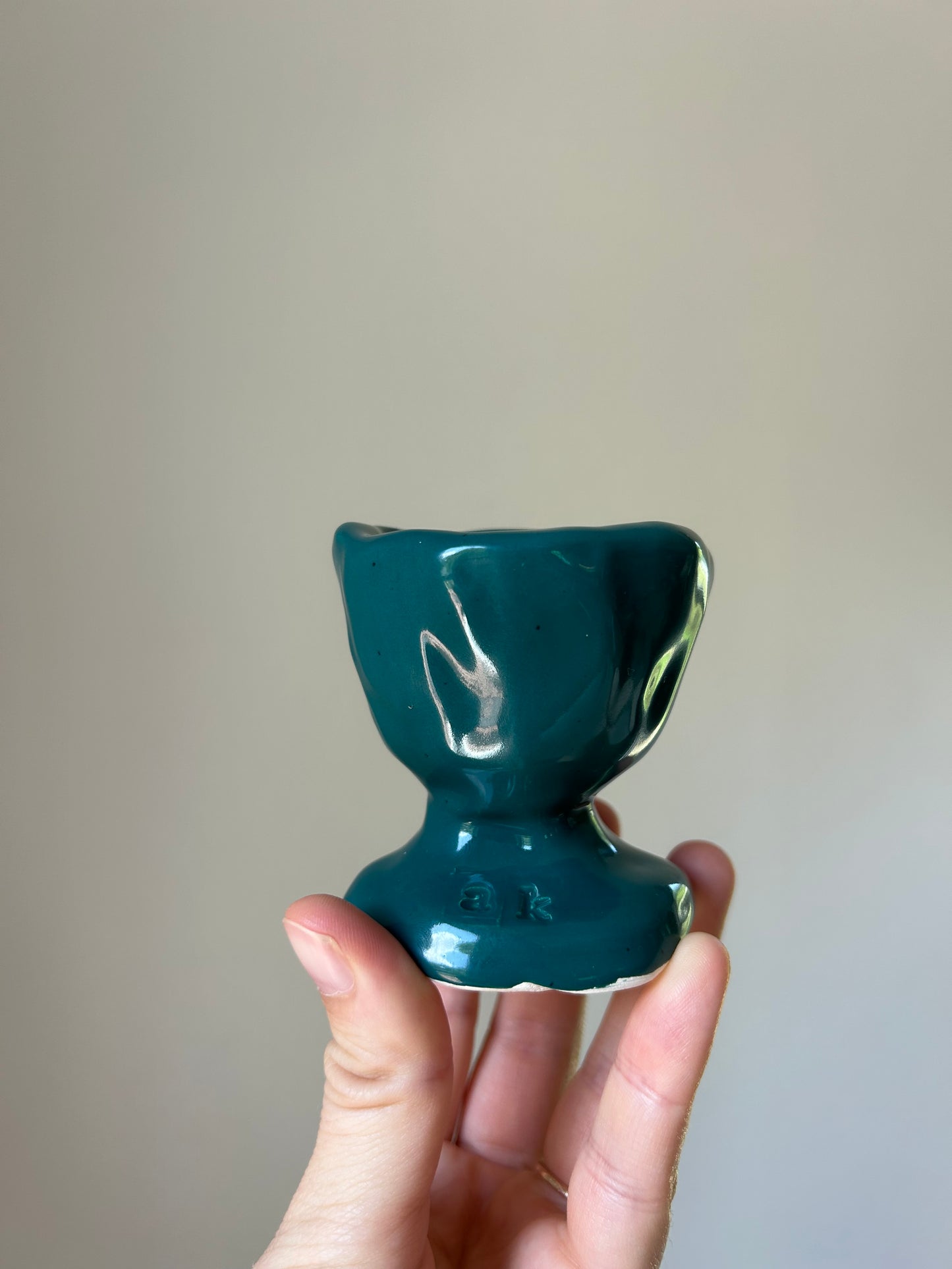 Mediterranean Teal Chunky Candlestick Holder