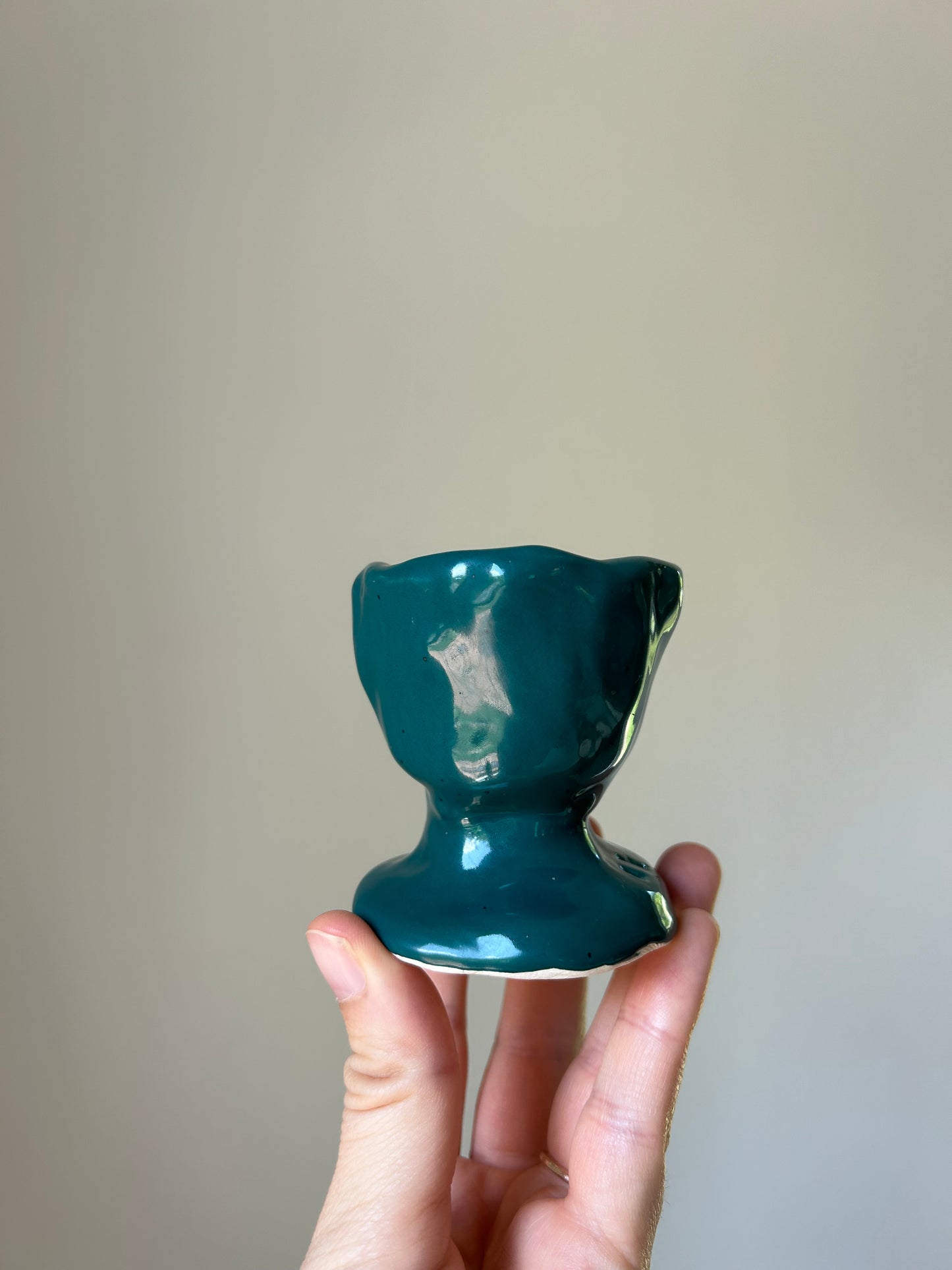 Mediterranean Teal Chunky Candlestick Holder