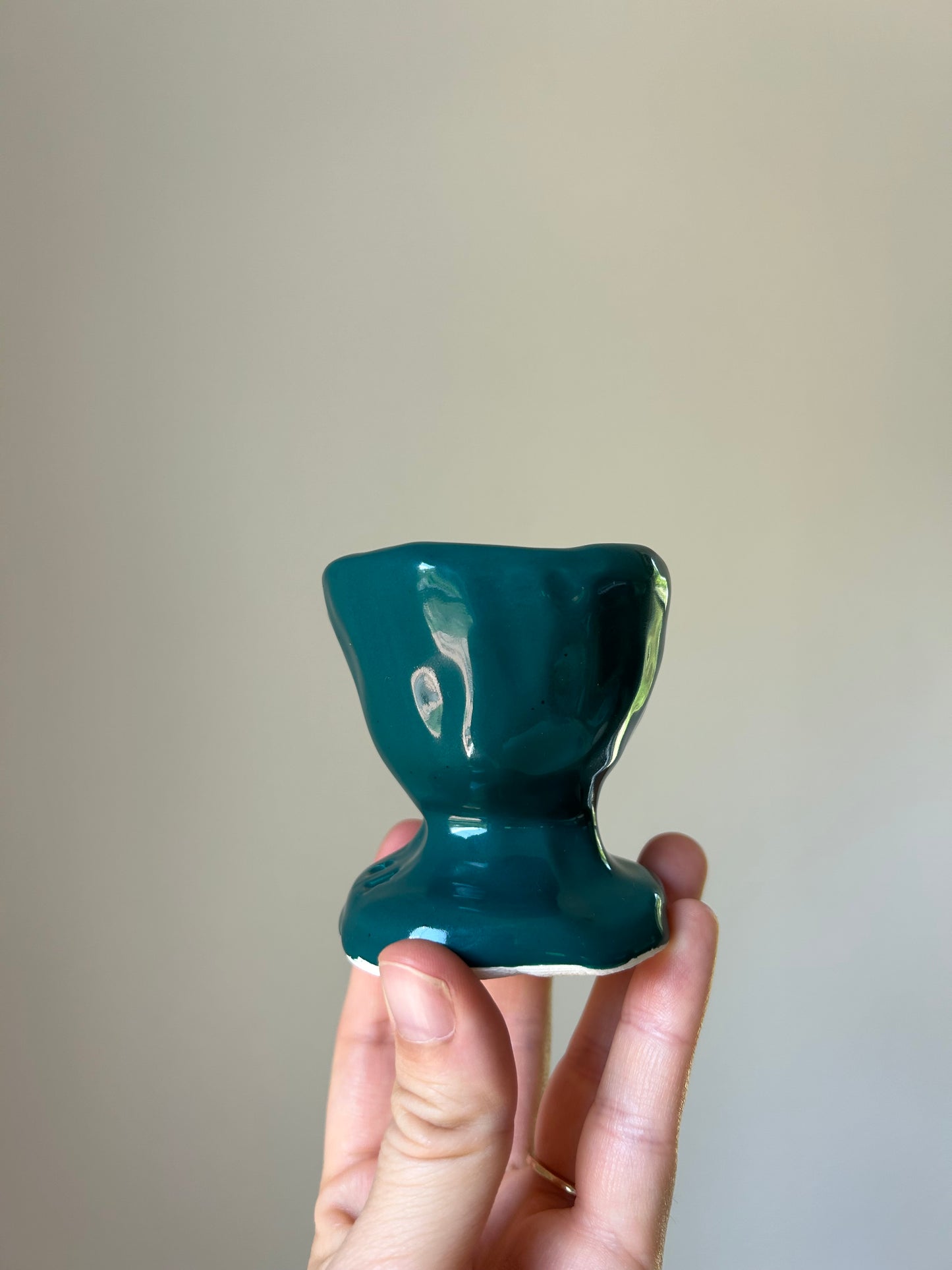 Mediterranean Teal Chunky Candlestick Holder