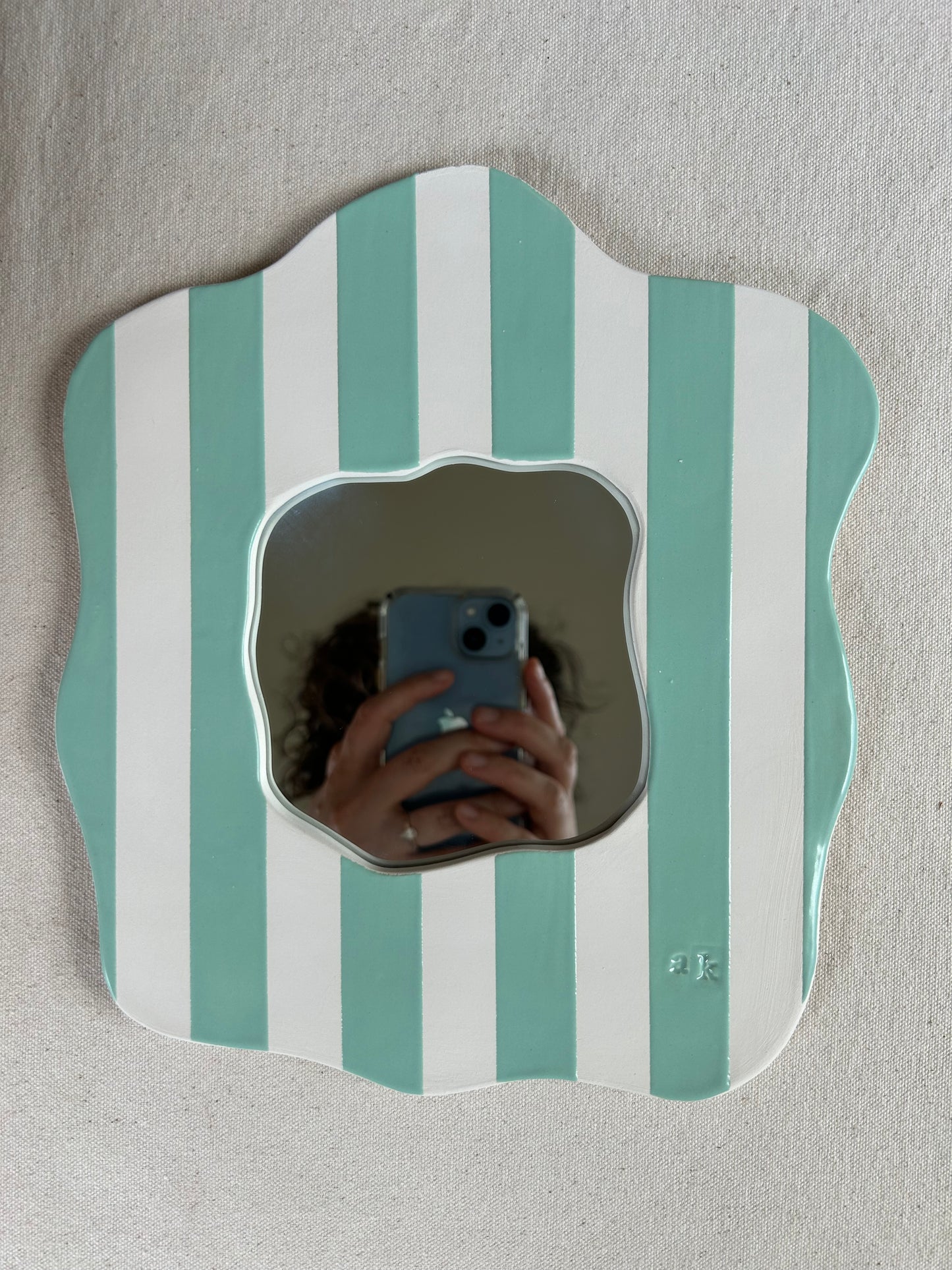 Canton Jade Striped Mirror
