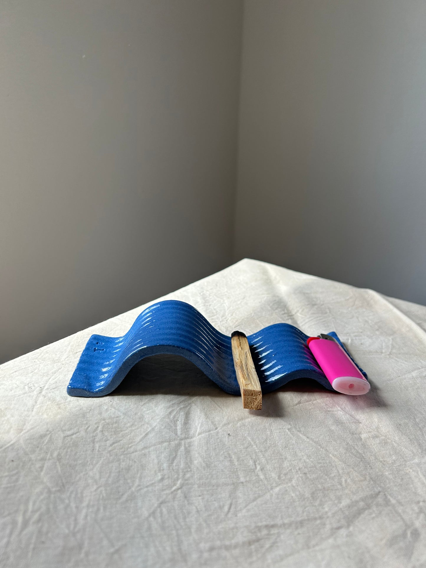 Wedgewood Blue Wavy Incense Holder