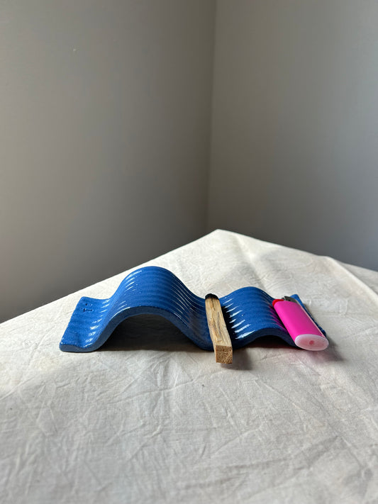 Wedgewood Blue Wavy Incense Holder