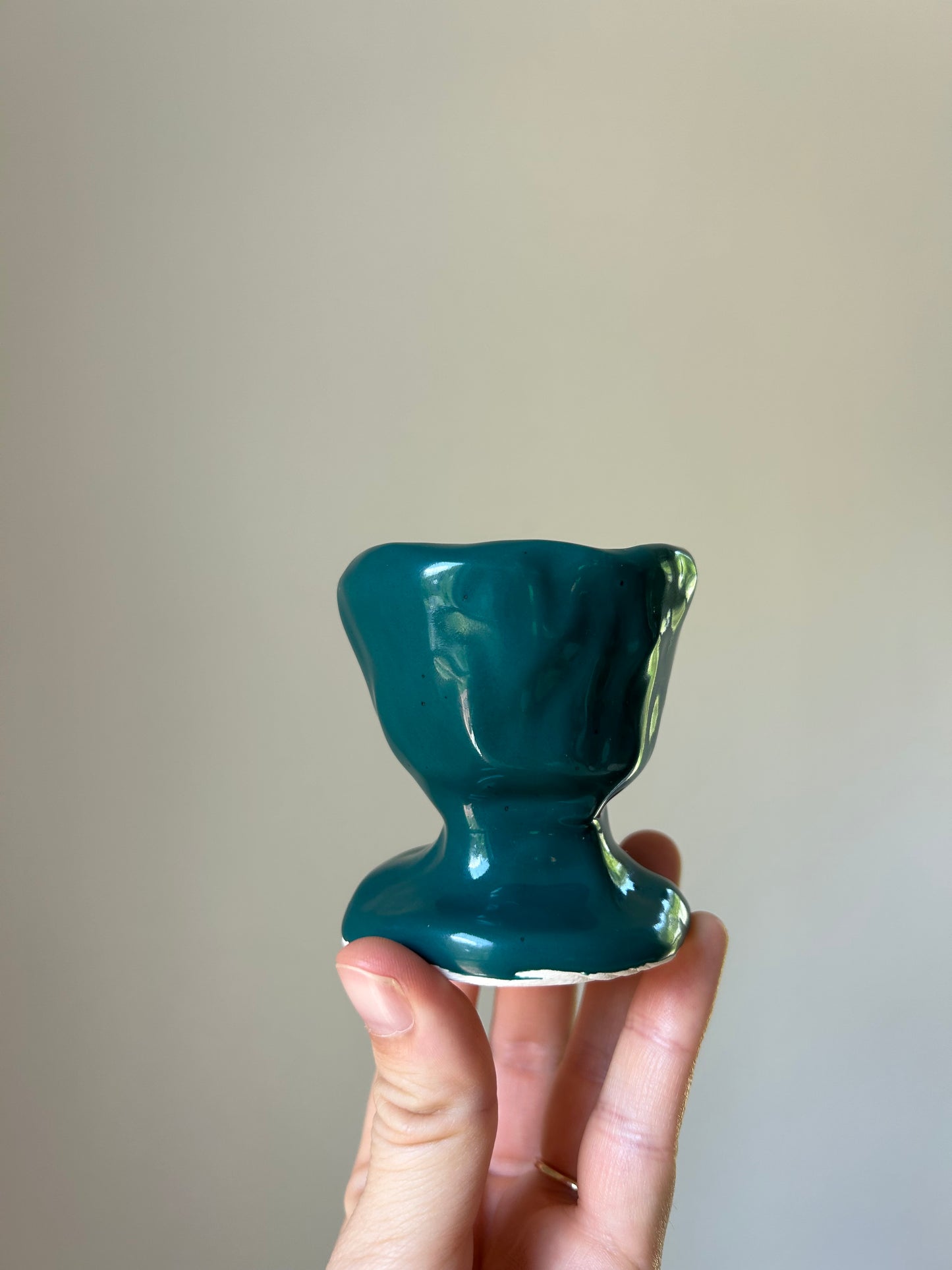 Mediterranean Teal Chunky Candlestick Holder